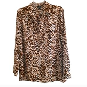 Worthington Leopard Cheetah Animal Print Blouse Tunic Size Small